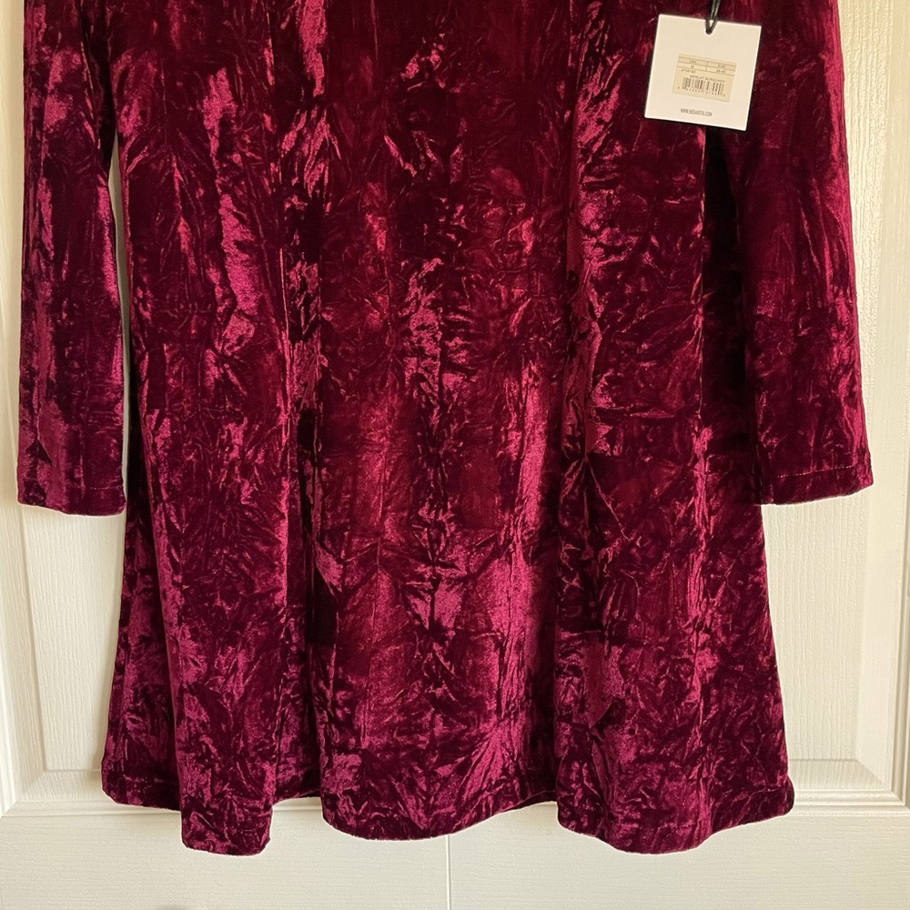 NWT Jack by BB Dakota Women’s Long Sleeve Crushed Velvet Dress Merlot - Medium - Picture 7 of 9